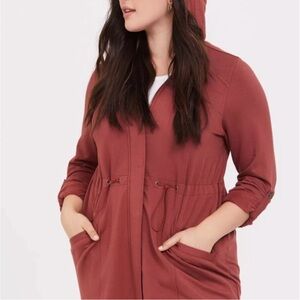 Torrid Twill Essential Anorak Terracotta Utility Hooded Jacket Size 0